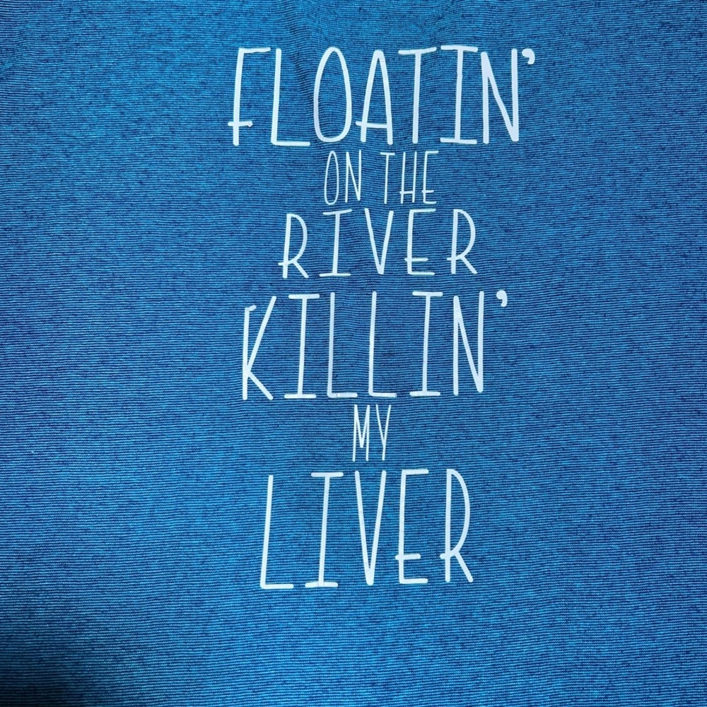Floating Fisherman Vacation River Summer Mens 4XL Tank Float Trip Liver Drinking